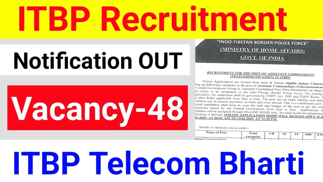 ITBP Telecommunication Recruitment 2025 Notification Out Assistant