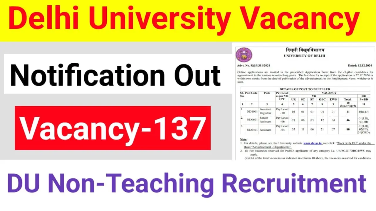 DU Non-Teaching Recruitment 2024