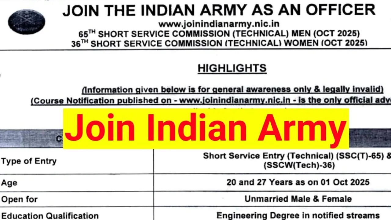 Indian Army SSC Tech Recruitment 2025