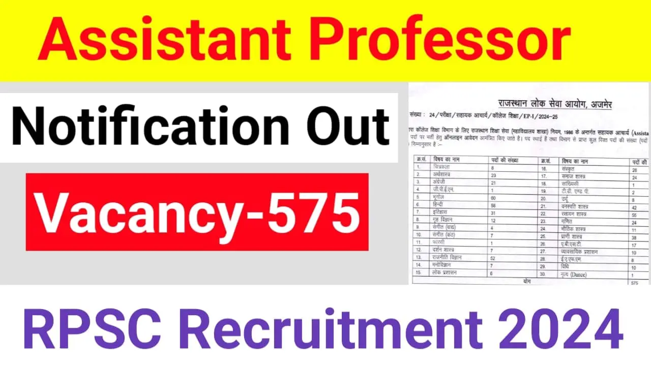 RPSC Assistant Professor Recruitment 2024