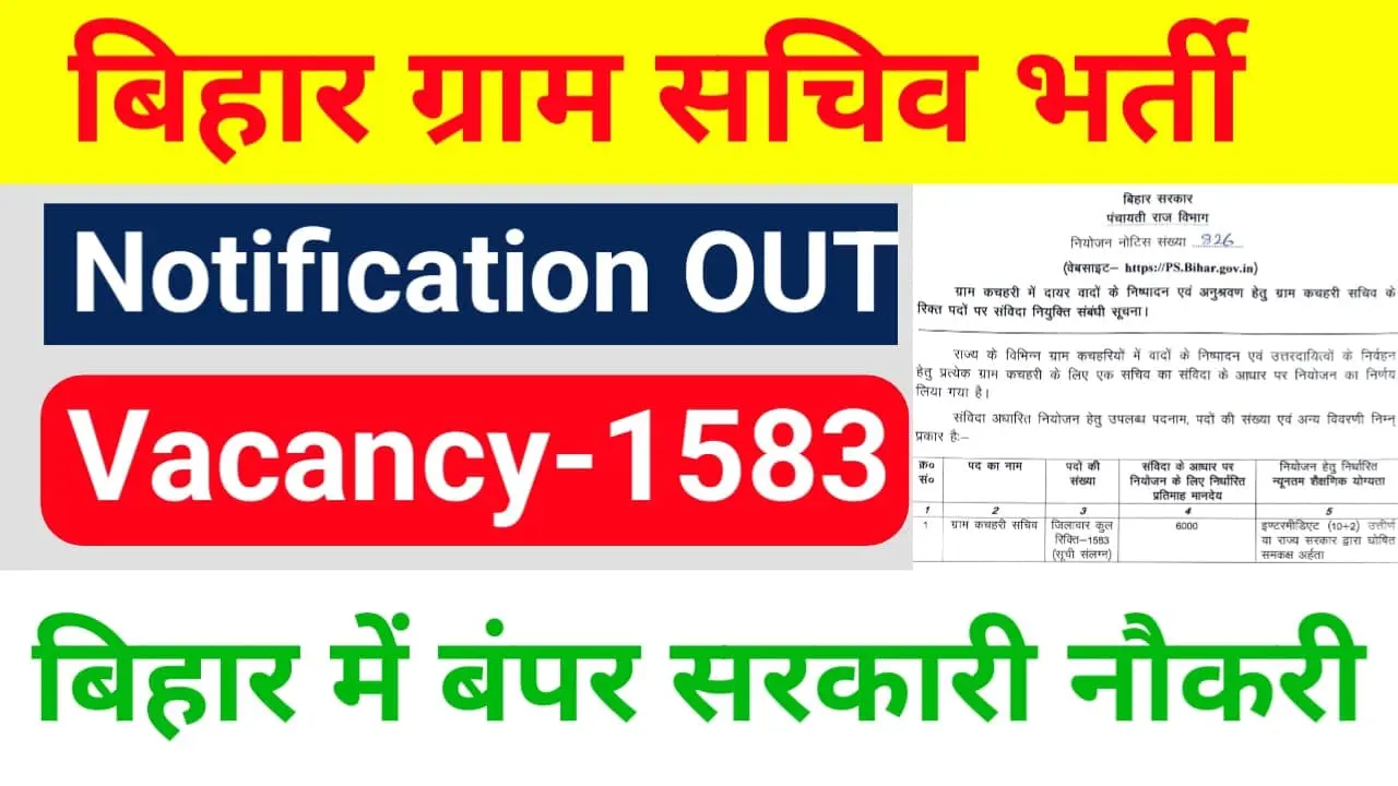 Bihar Gram Kachahari Sachiv Vacancy