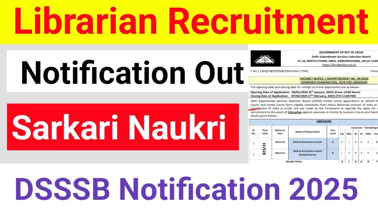 DSSSB Librarian Recruitment 2025