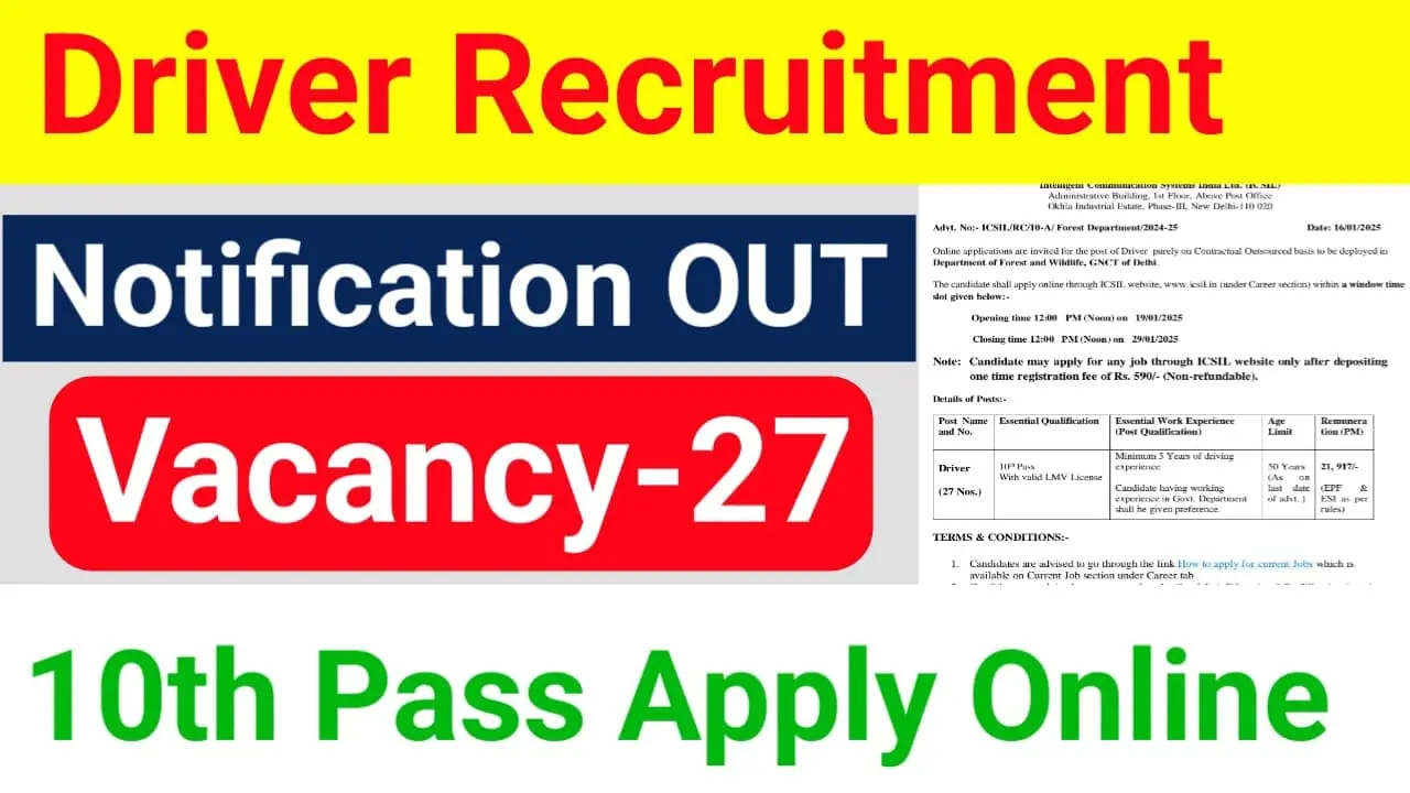 Delhi Driver ICSIL Recruitment 2025