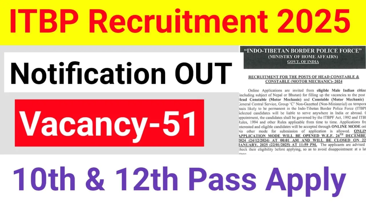 ITBP Mechanic Recruitment 2024