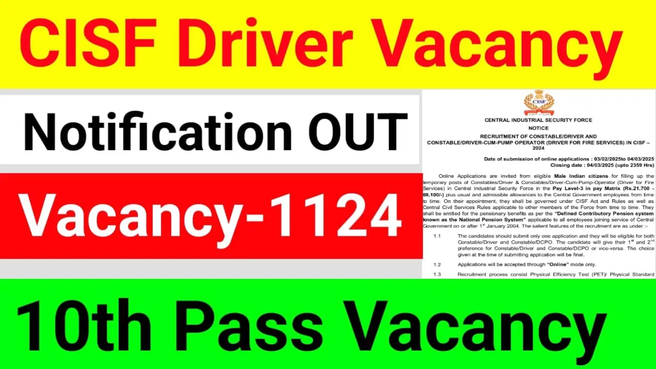 CISF Constable Driver Vacancy 2025