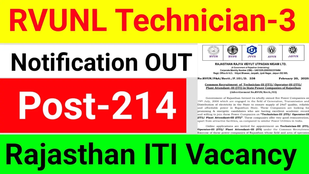 RVUNL Technician Recruitment 2025