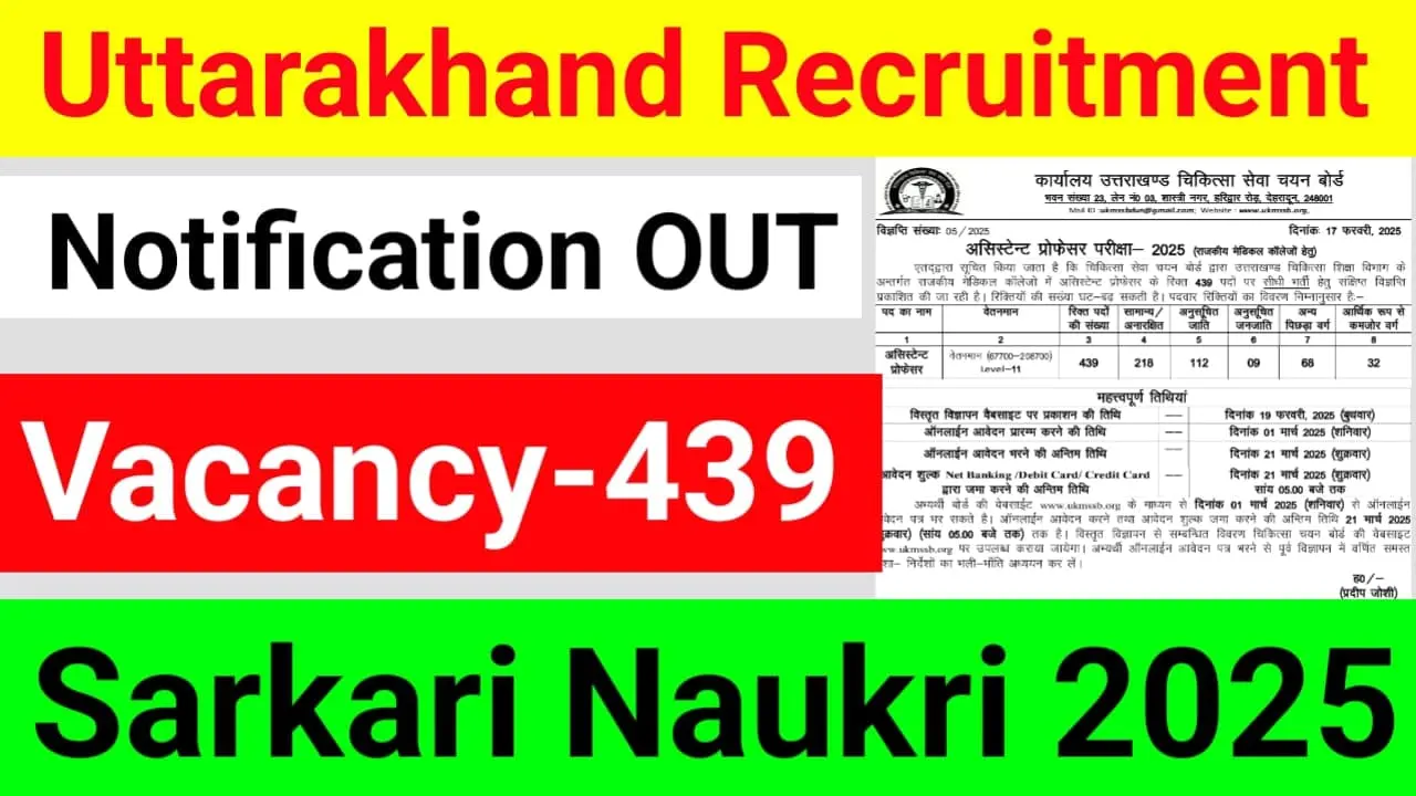 Uttrakhand Medical Service Recruitment 2025