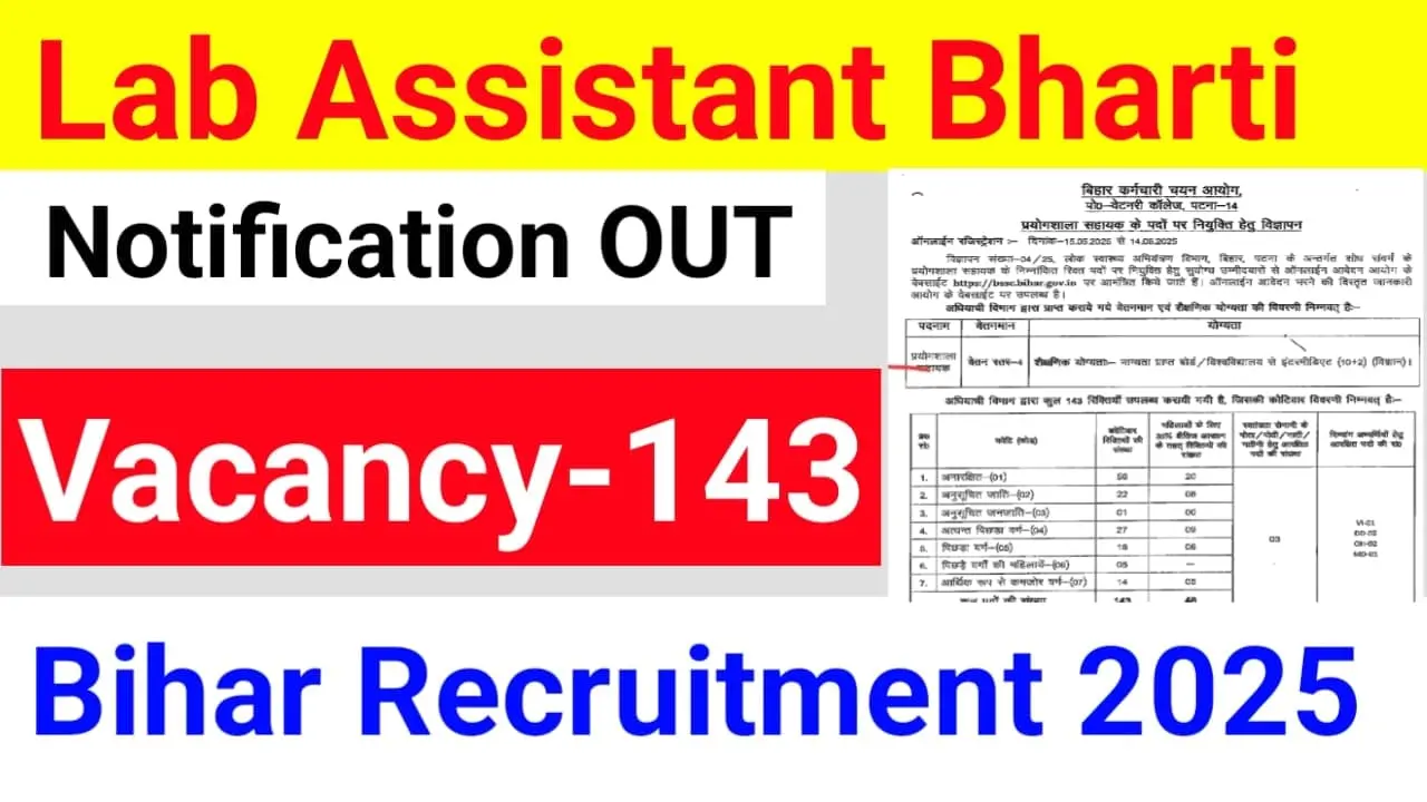 BSSC Laboratory Assistant Vacancy 2025