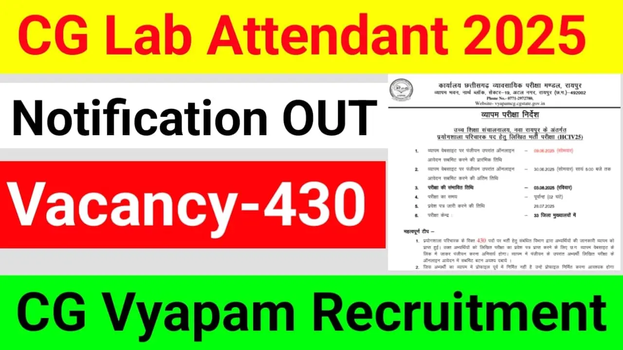 CG Vyapam Lab Attendant Recruitment 2025