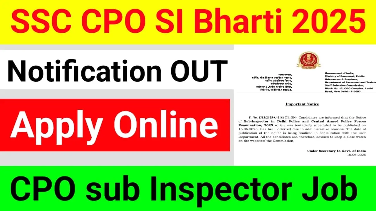 SSC CPO Sub Inspector Recruitment 2025