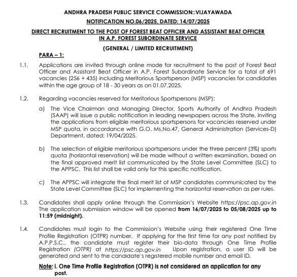 APPSC FBO ABO Recruitment 2025