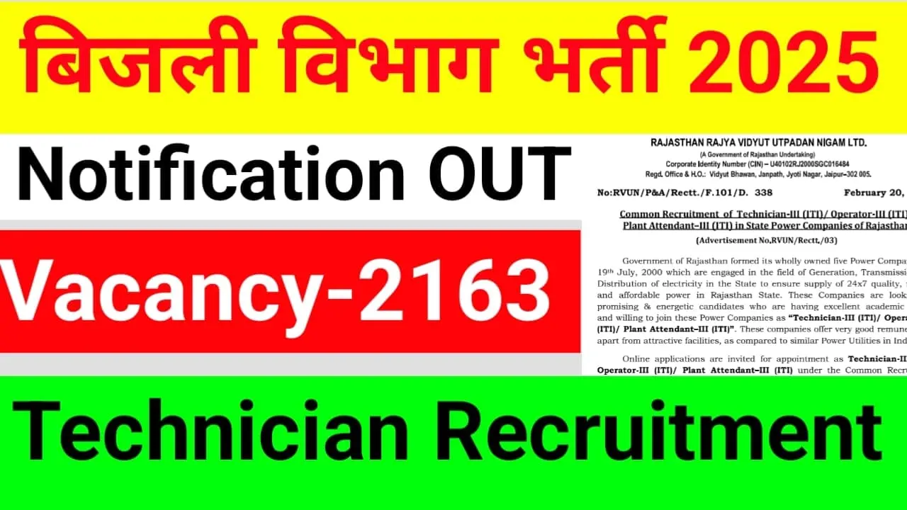 RVUNL Technician Recruitment 2025