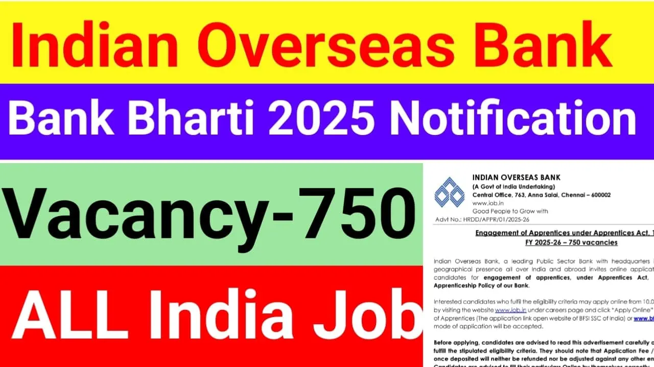 IOB Indian Overseas Bank Apprentice Recruitment 2025